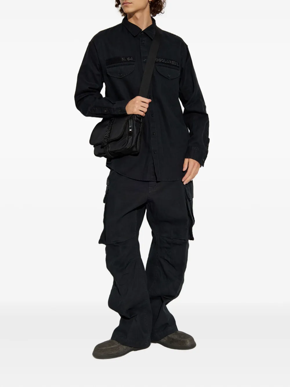 DSQUARED2 logo-embroidered cotton shirt - Zwart