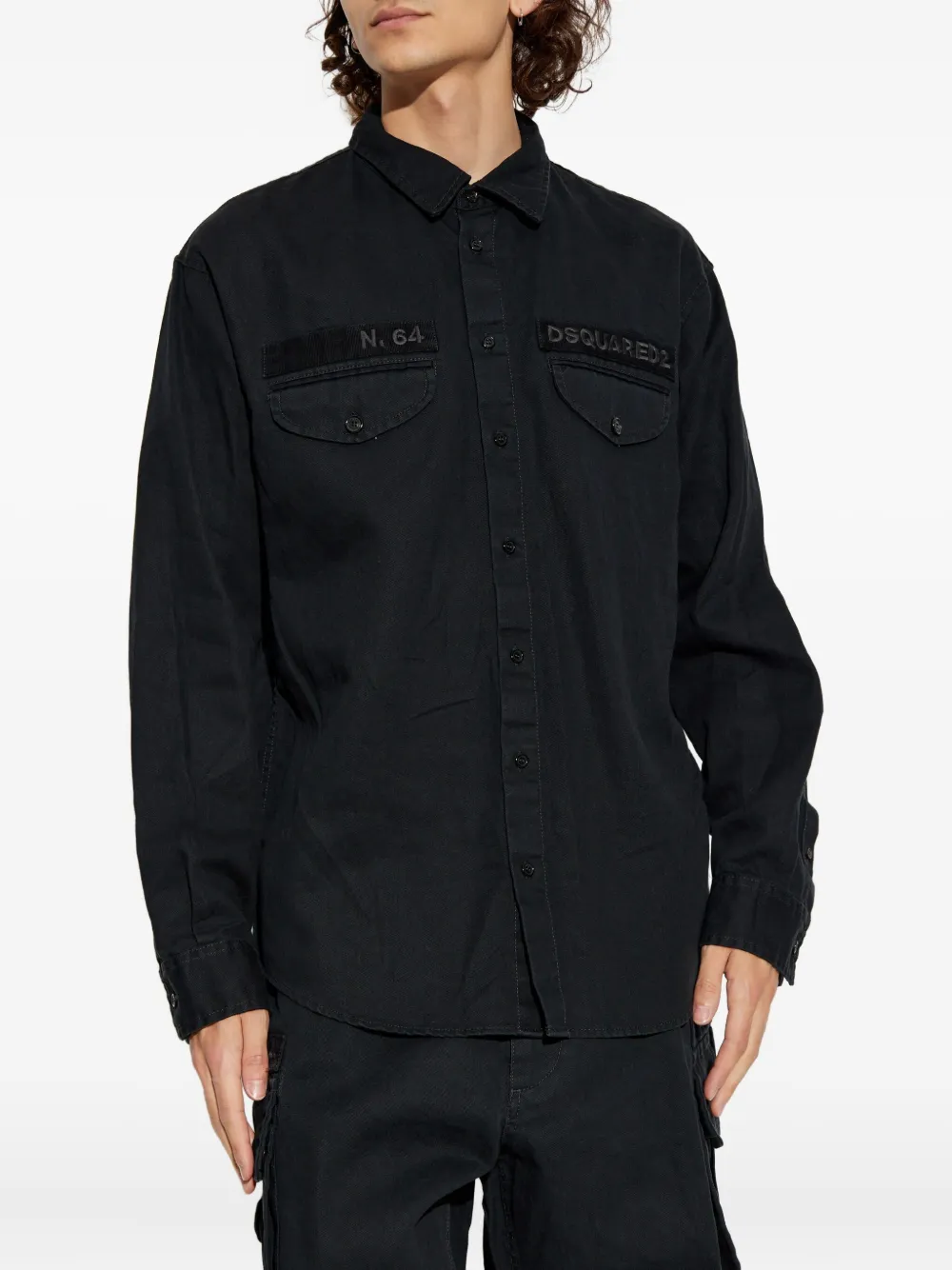 DSQUARED2 Overhemd met geborduurd logo Zwart