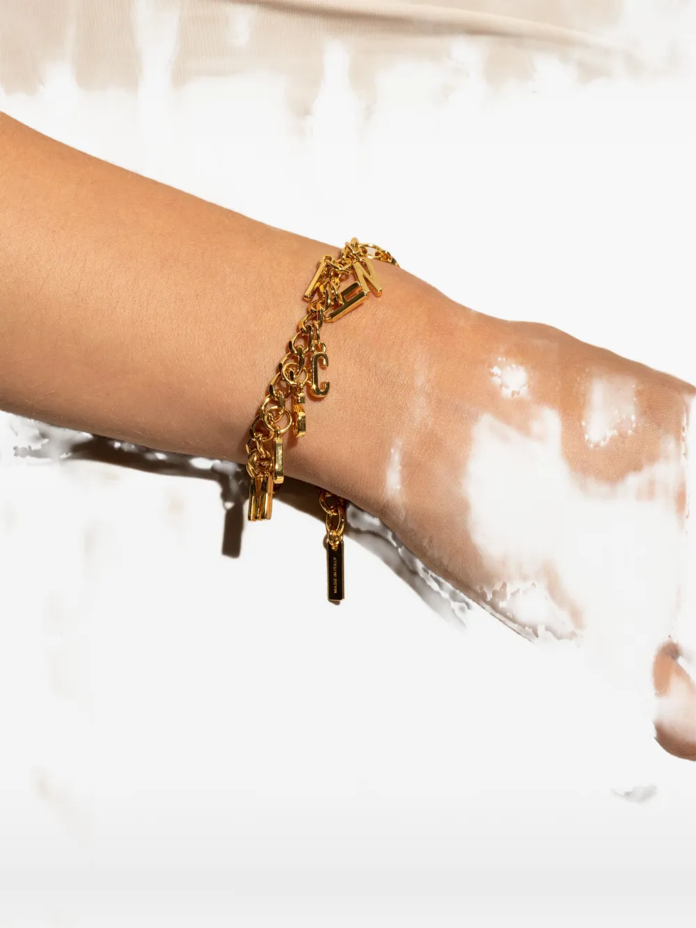 Moschino Lettering-charm Bracelet In Gold
