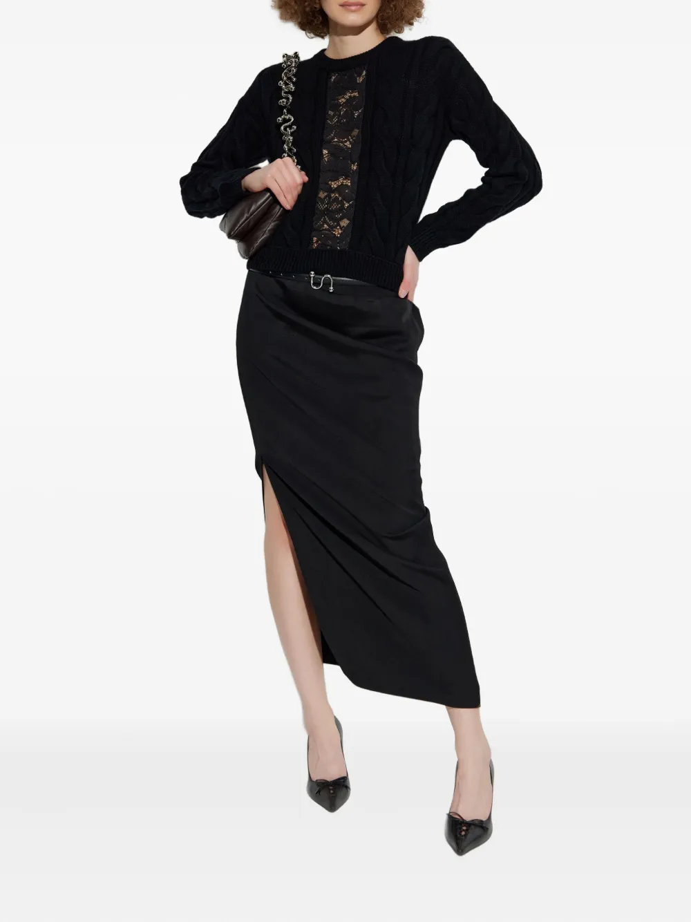 Sportmax Pontida gedrapeerde maxi-rok met ceintuur - Zwart