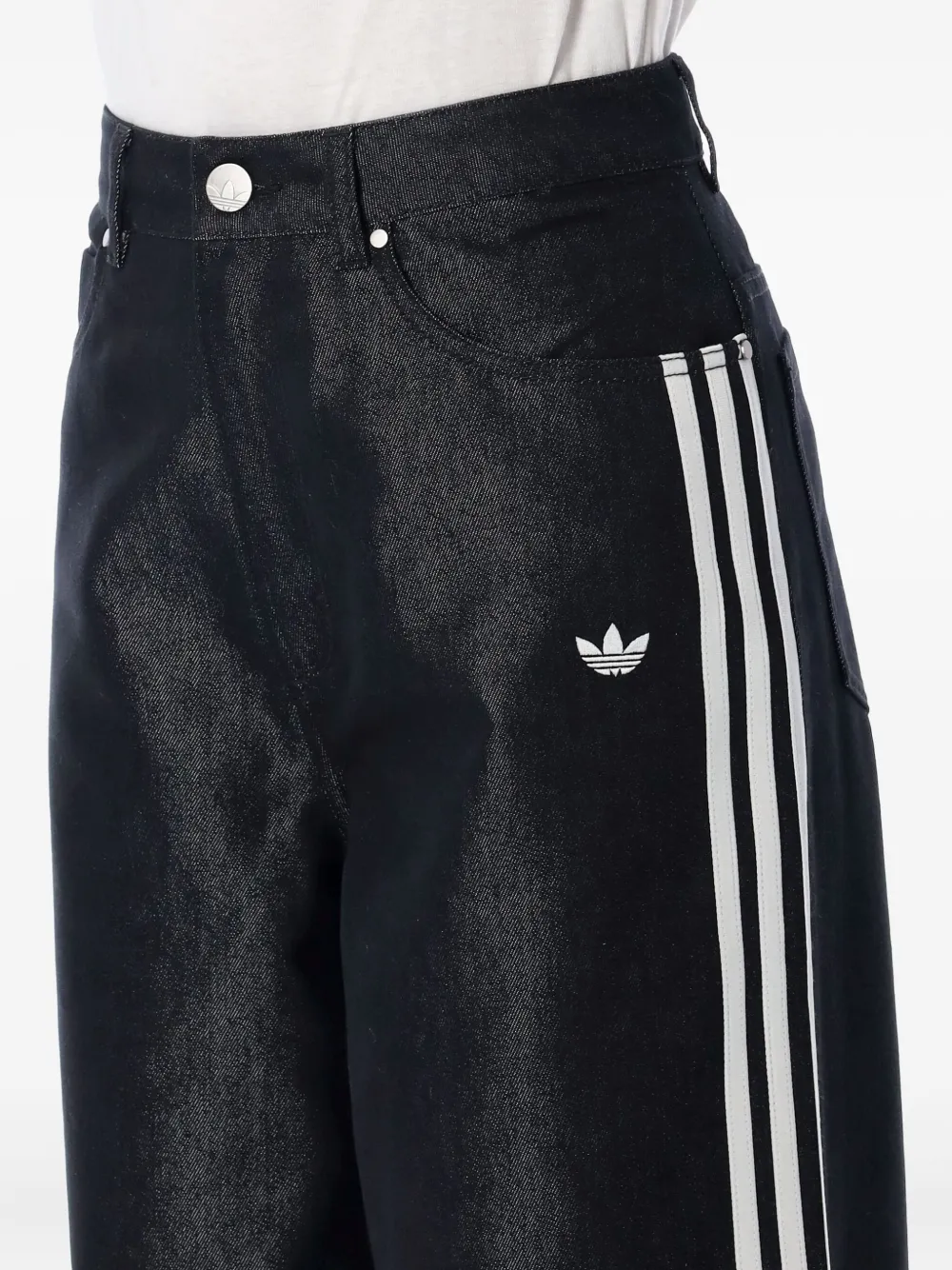 adidas 3-Stripes metallic jeans Zwart