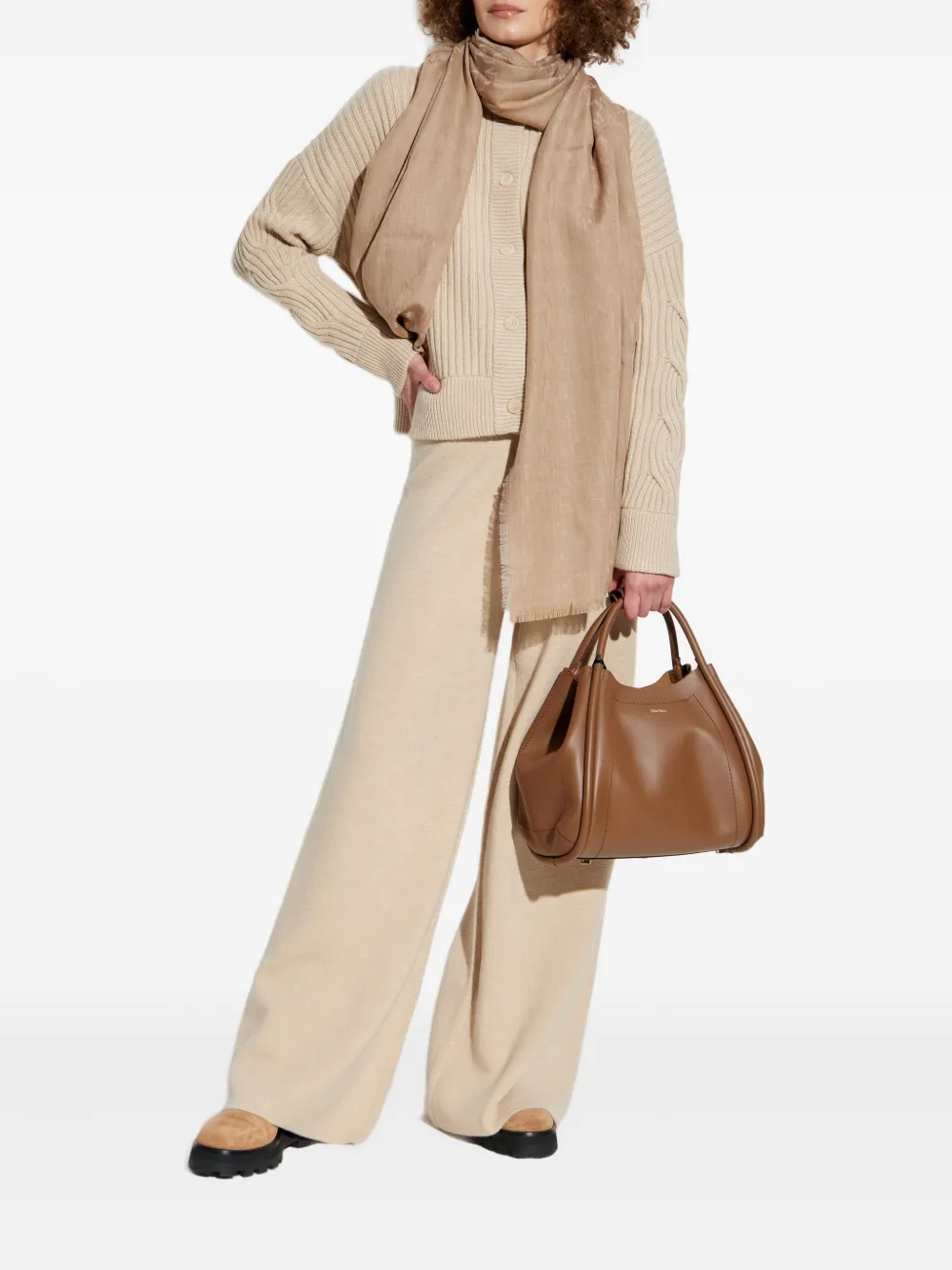 Max Mara cable-knit ribbed cardigan Beige