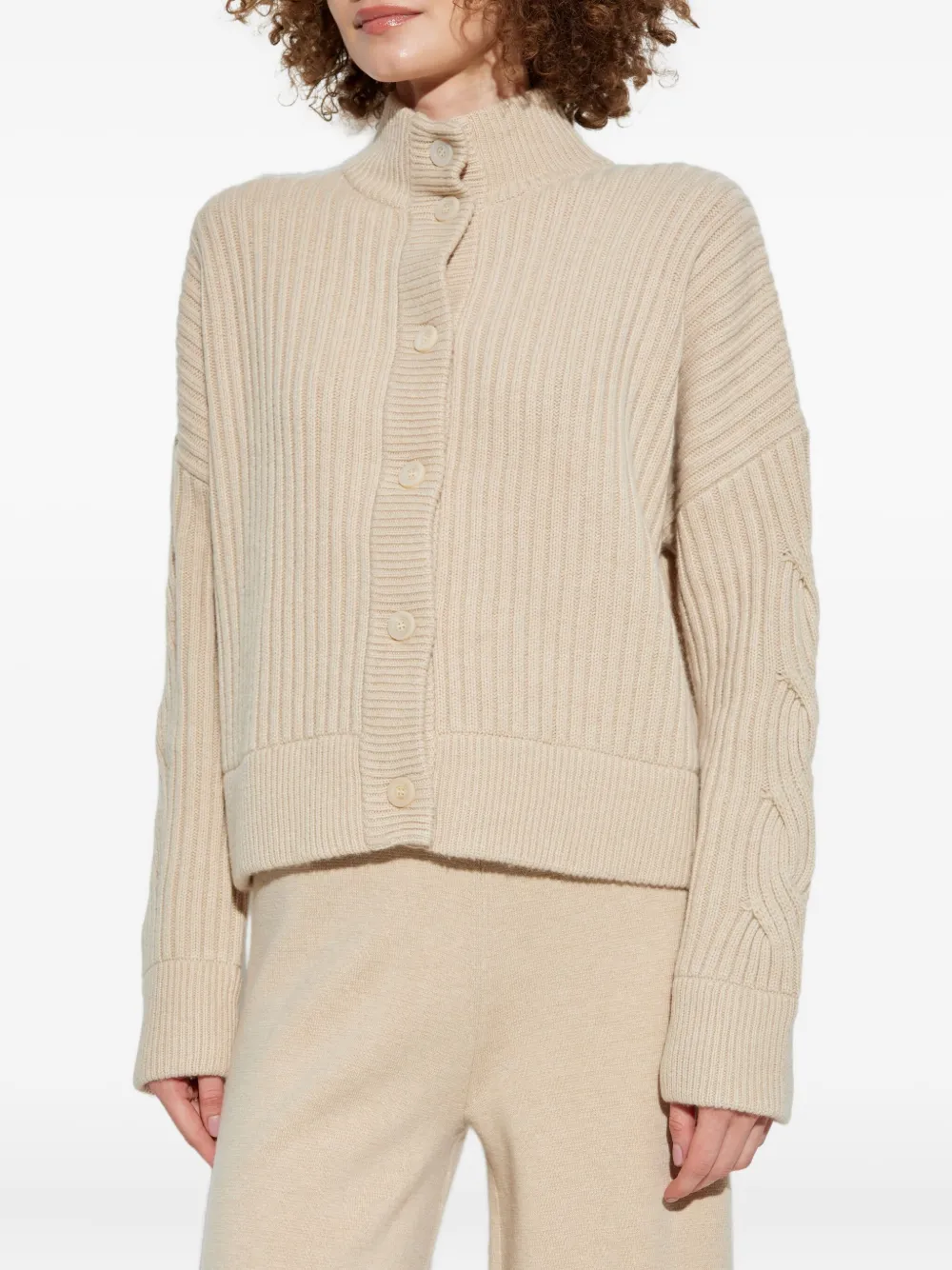 Max Mara cable-knit ribbed cardigan Beige