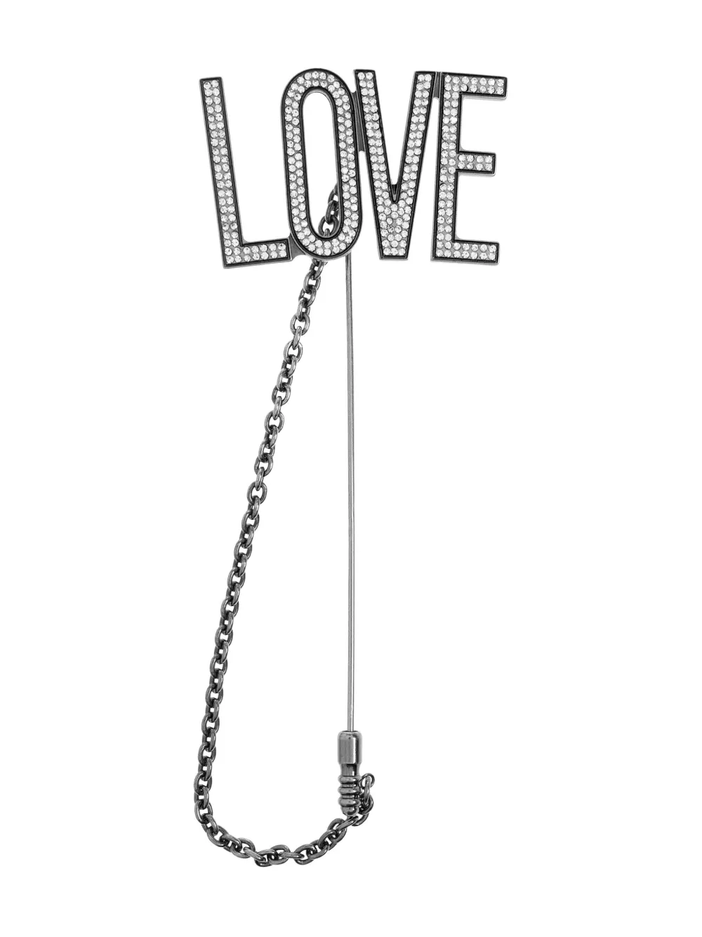 Moschino Crystal-embellished Brooch In Silver