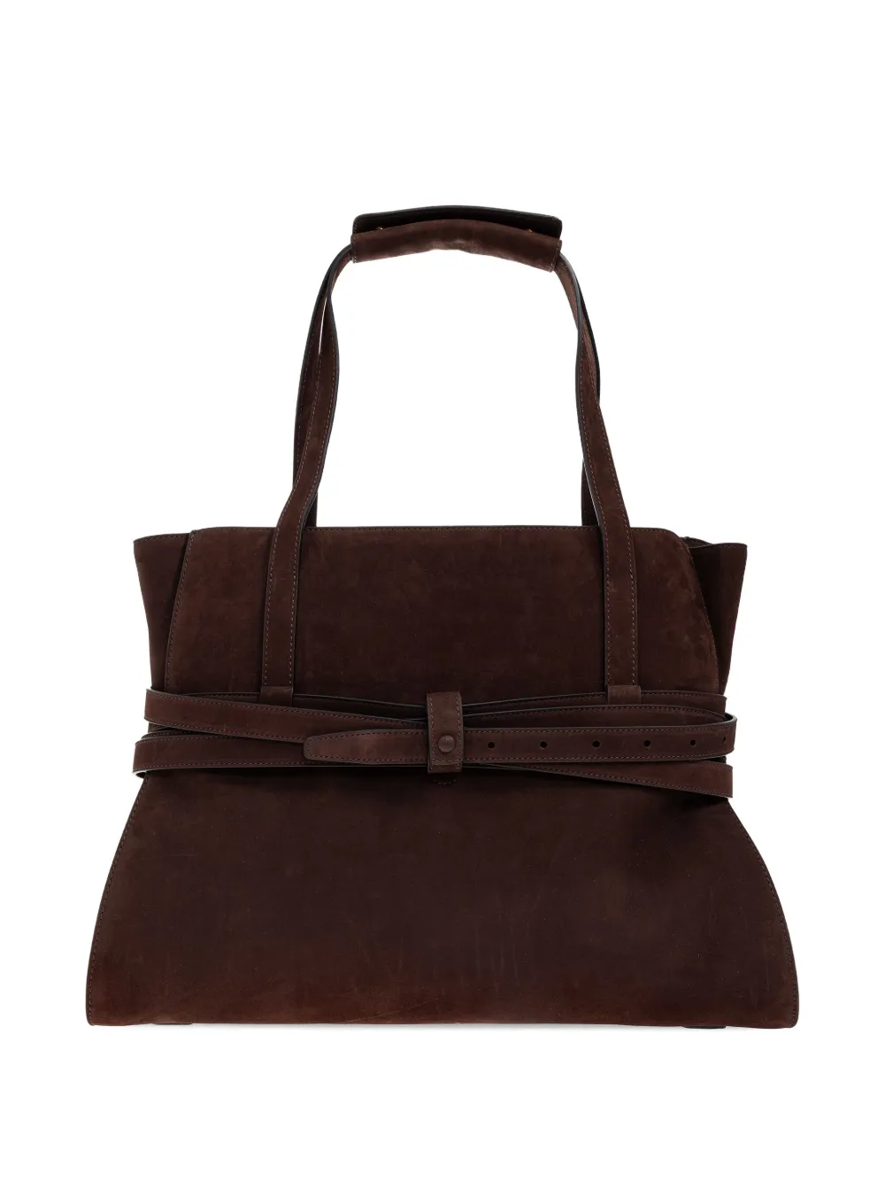 Moschino Tie Me belted suede tote bag Bruin