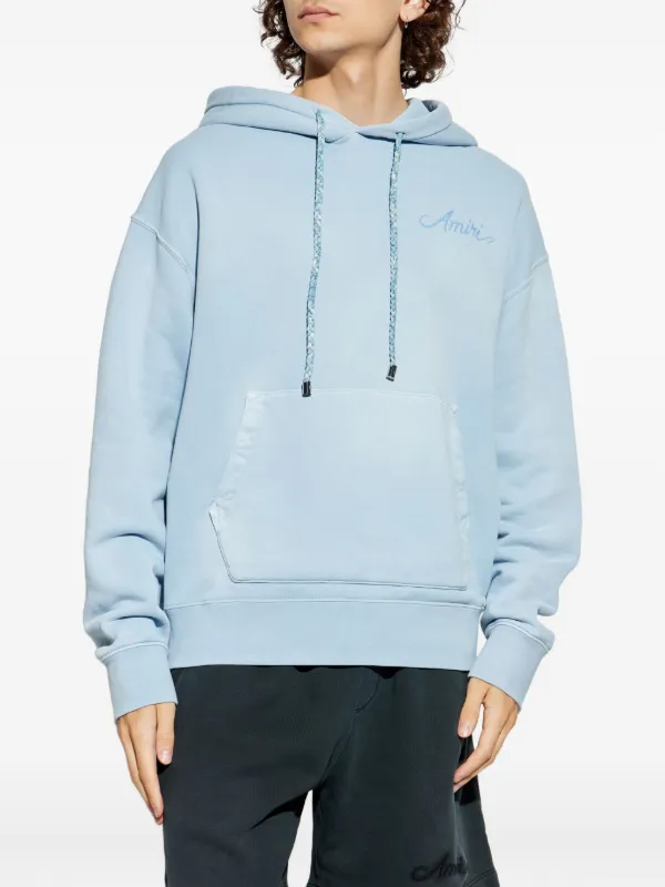 AMIRI embroidered-logo Hoodie | Blue | FARFETCH