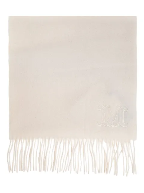 Max Mara logo-embroidered fringed-edge scarf