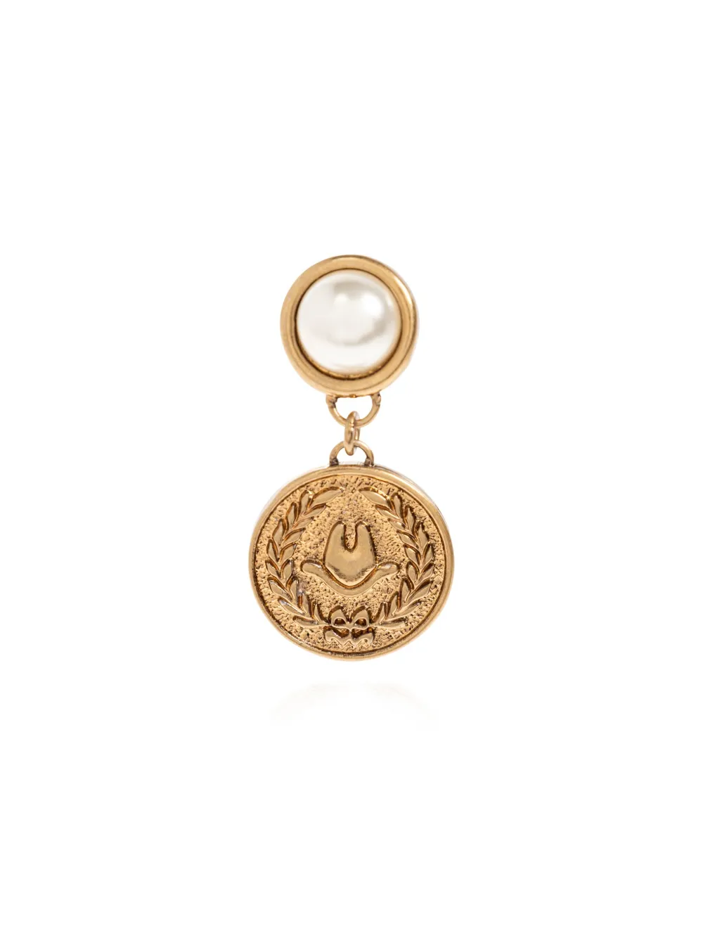 Moschino Pearl-embellished Coin Earrings In Gold