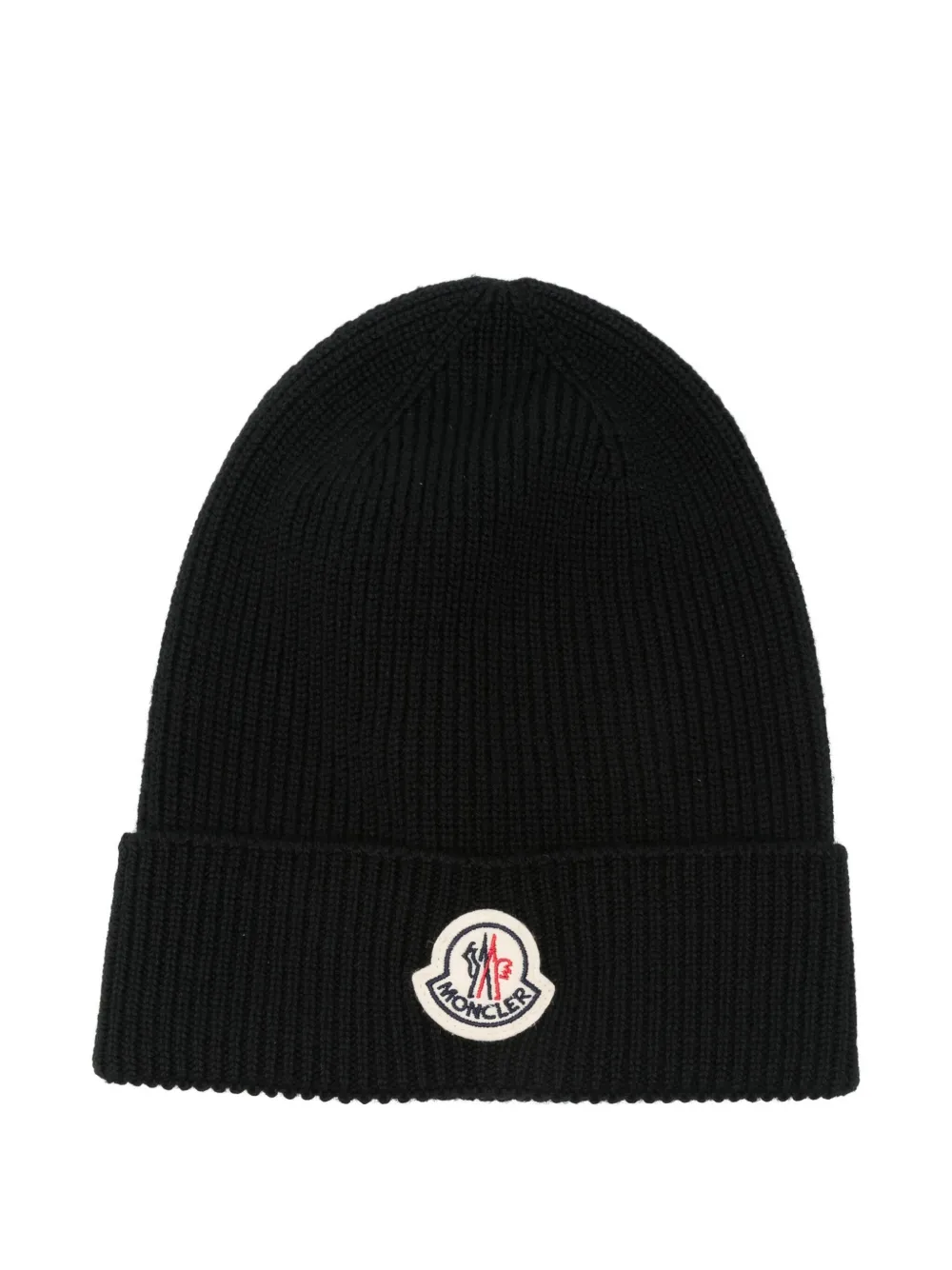 Moncler ribbed logo-patch beanie hat Zwart