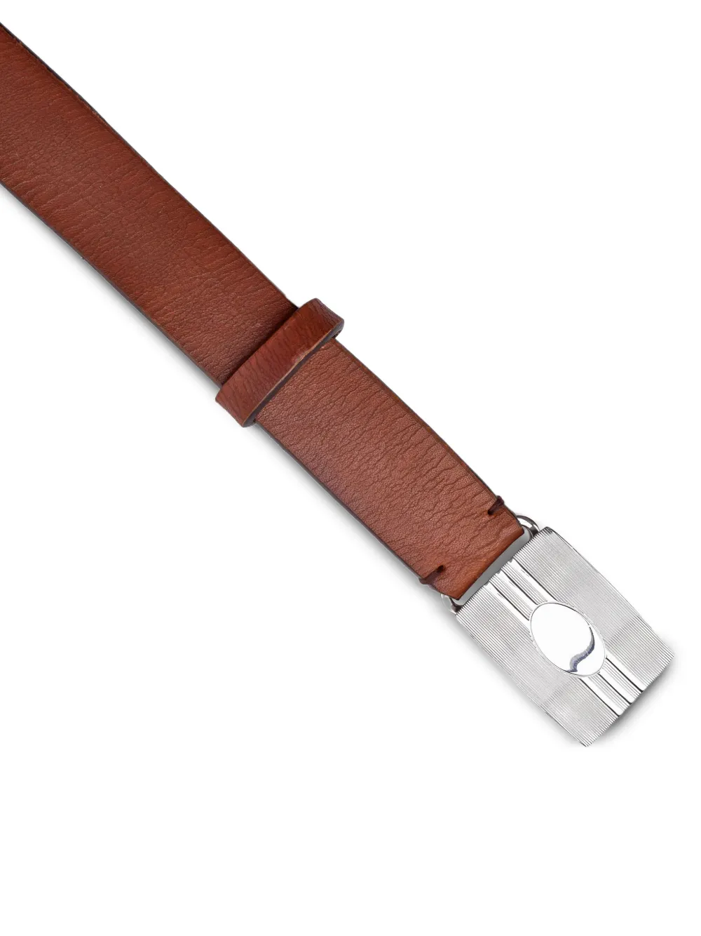 Brunello Cucinelli Leren riem met zilveren gesp - Bruin