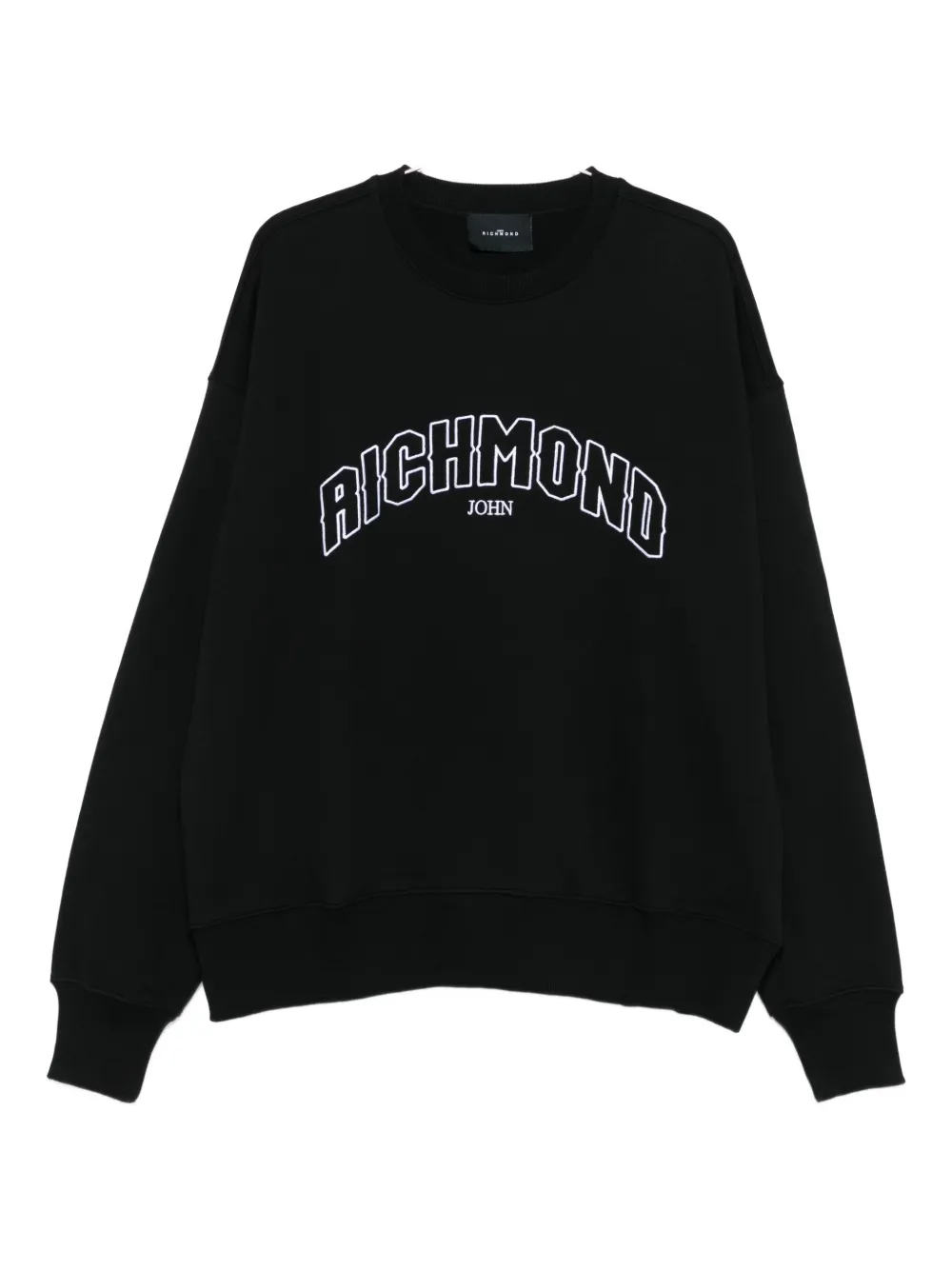 John Richmond Relaxed Fit Black Sweatshirt With Bold Logo In Black