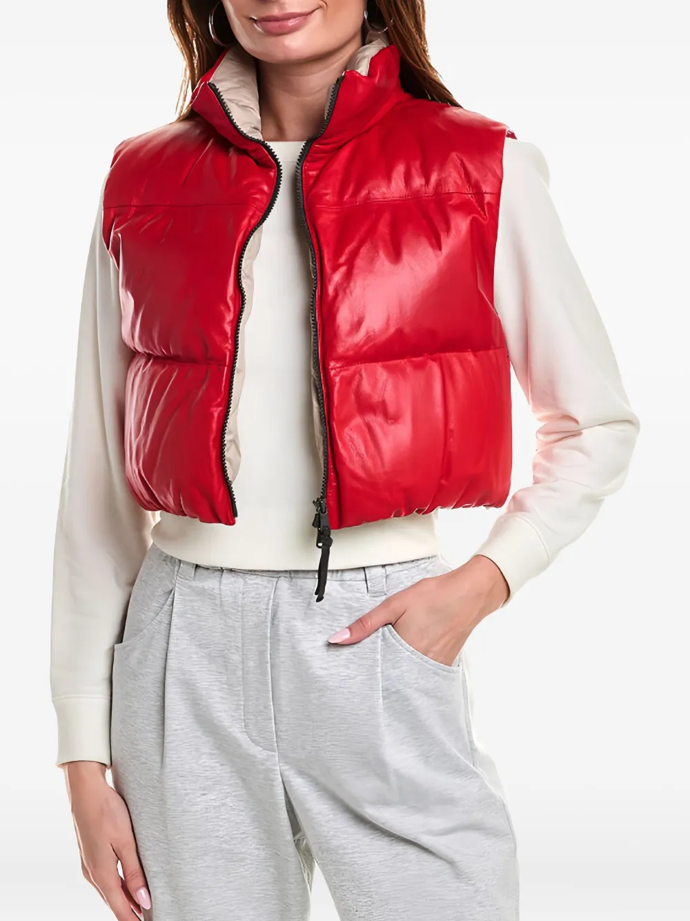 Brunello Cucinelli Quilted Leather Vest In Red