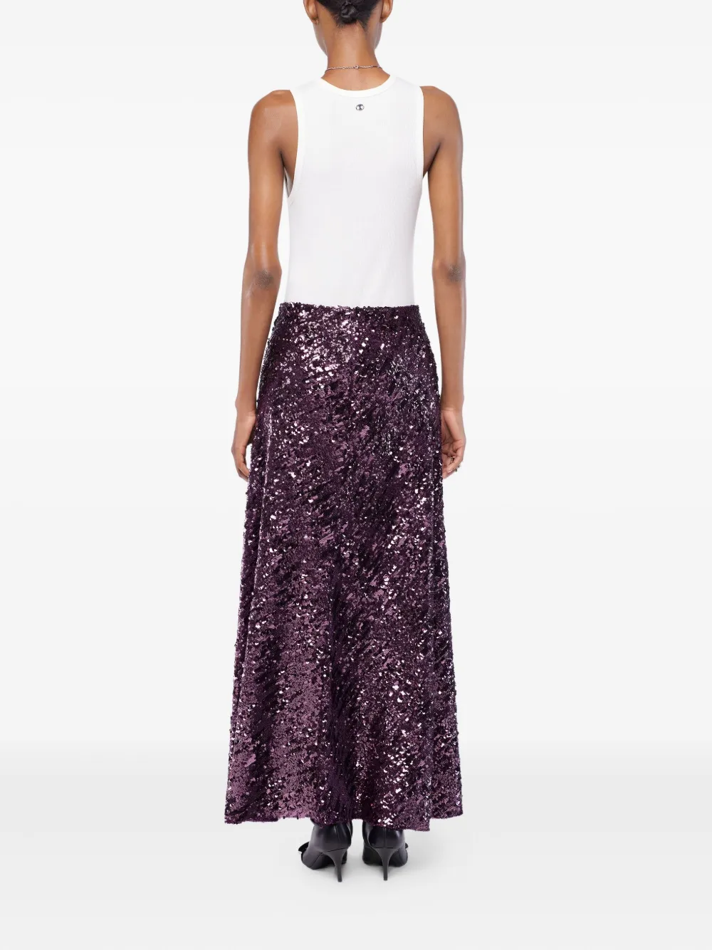 Rabanne Sequined Chiffon Maxi Skirt In Purple