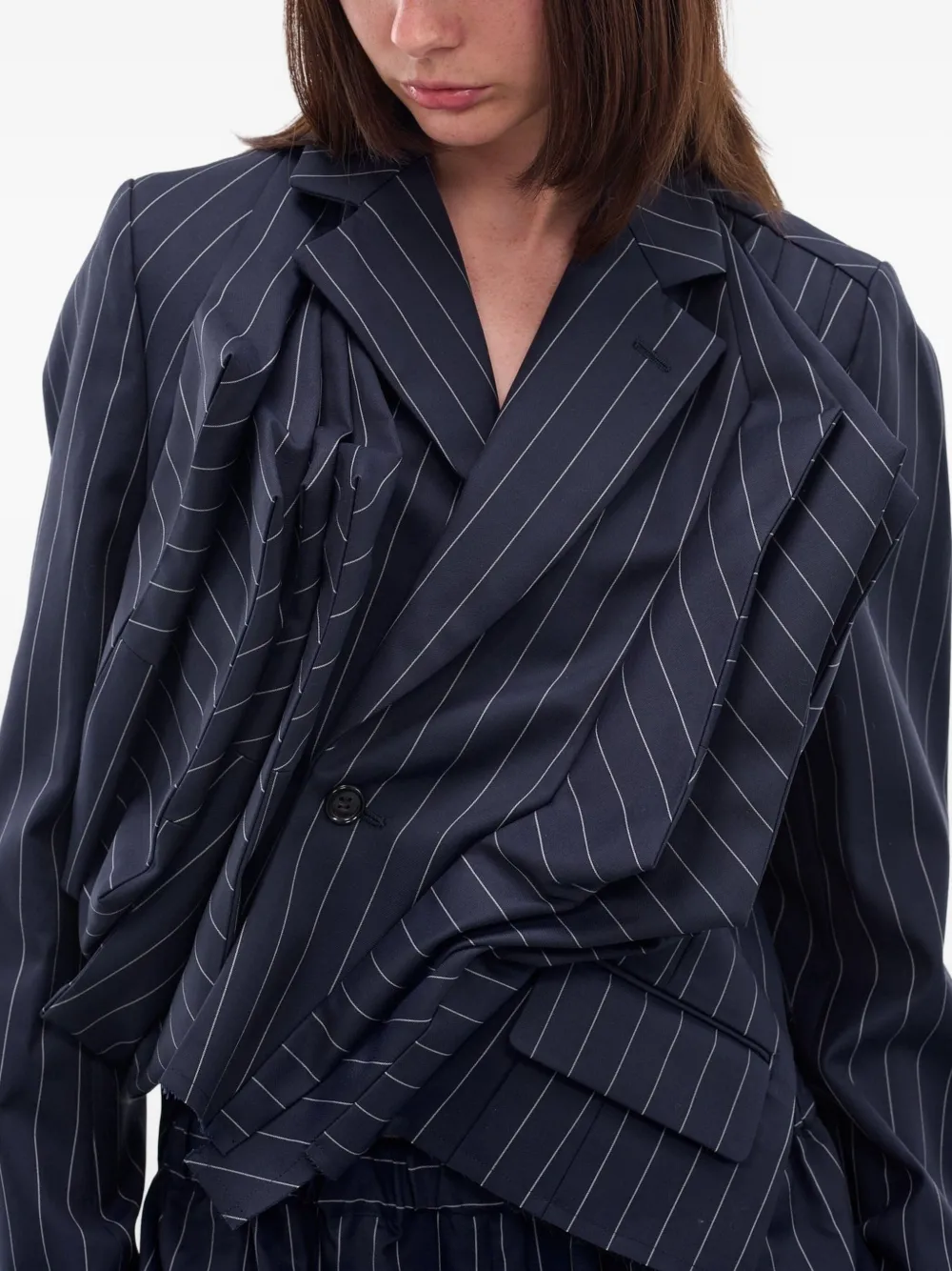 Comme Des Garçons Gedrapeerd jack met krijtstreep Blauw