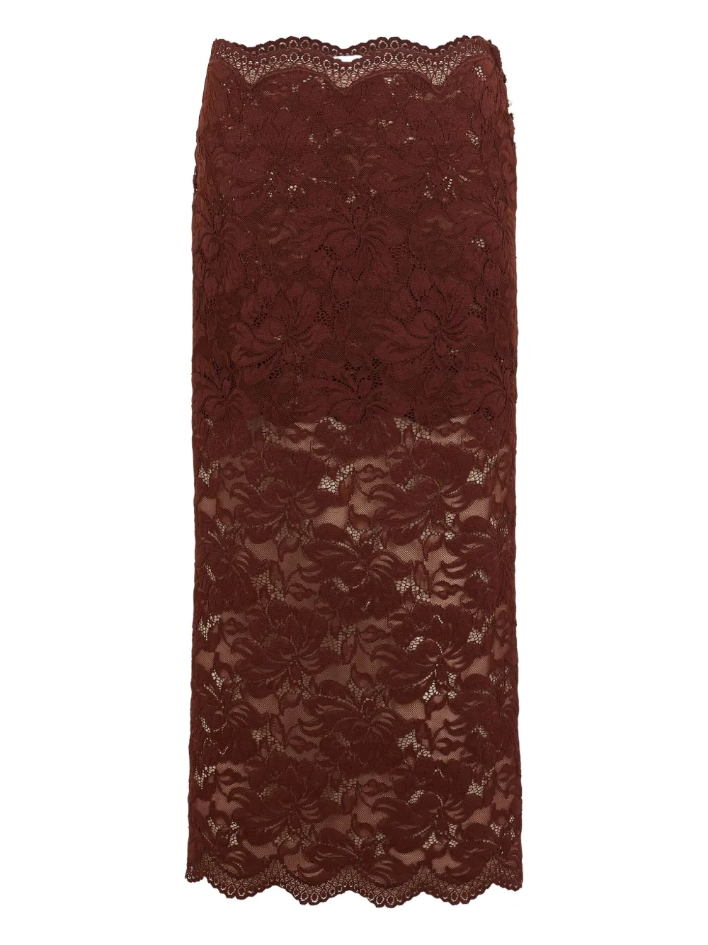 Rabanne lace floral midi skirt | Brown | Image 1