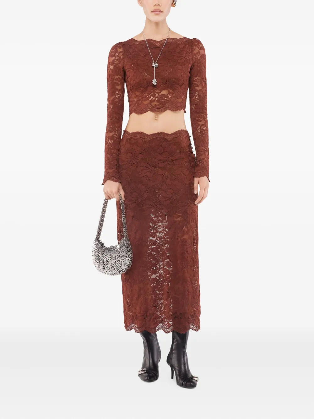 Rabanne lace floral midi skirt | Fitted Skirts | Image 2