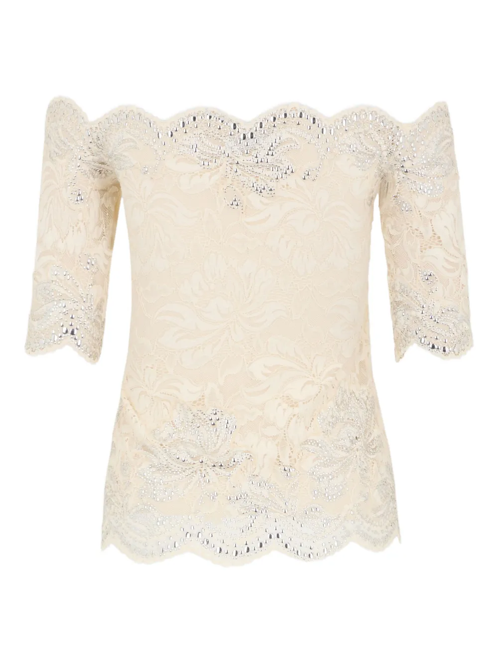 Rabanne Off-shoulder top met verfraaid detail - P105 IVORY
