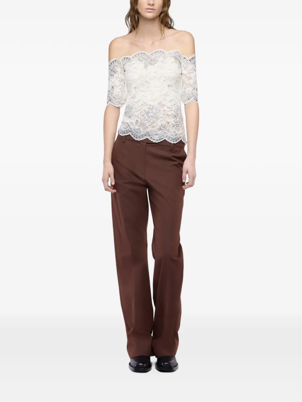 Rabanne Off-shoulder top met verfraaid detail P105 IVORY