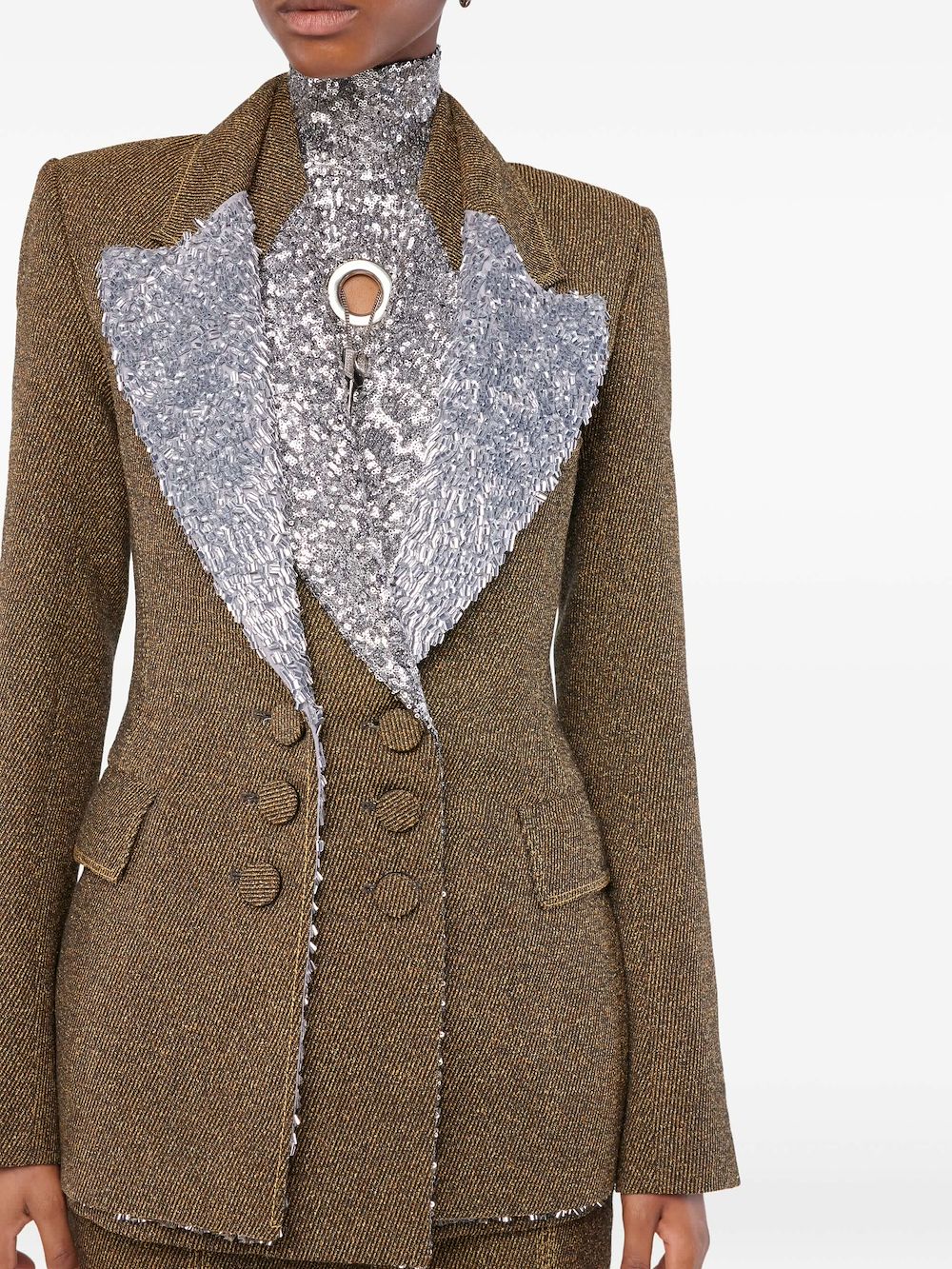 Rabanne Sequin-embellished Layered Blazer In Green