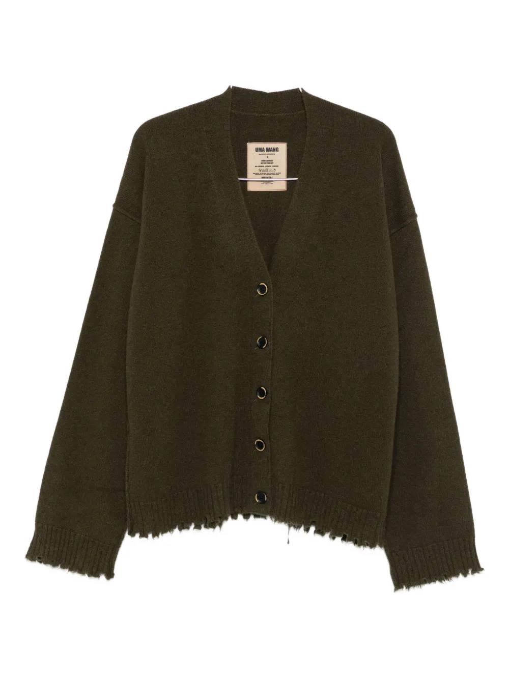 Uma Wang frayed buttoned cardigan Groen