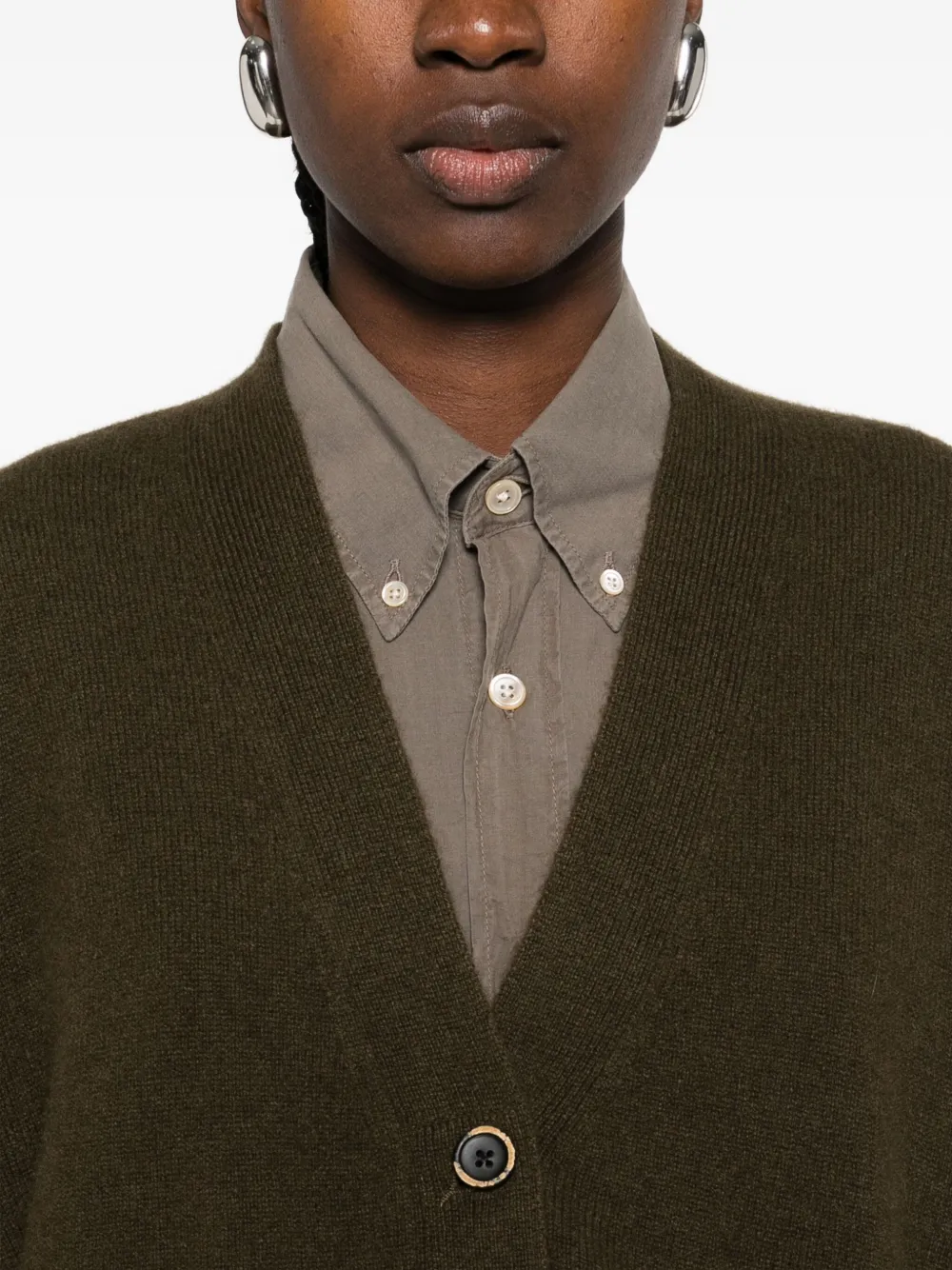 Uma Wang frayed buttoned cardigan Groen