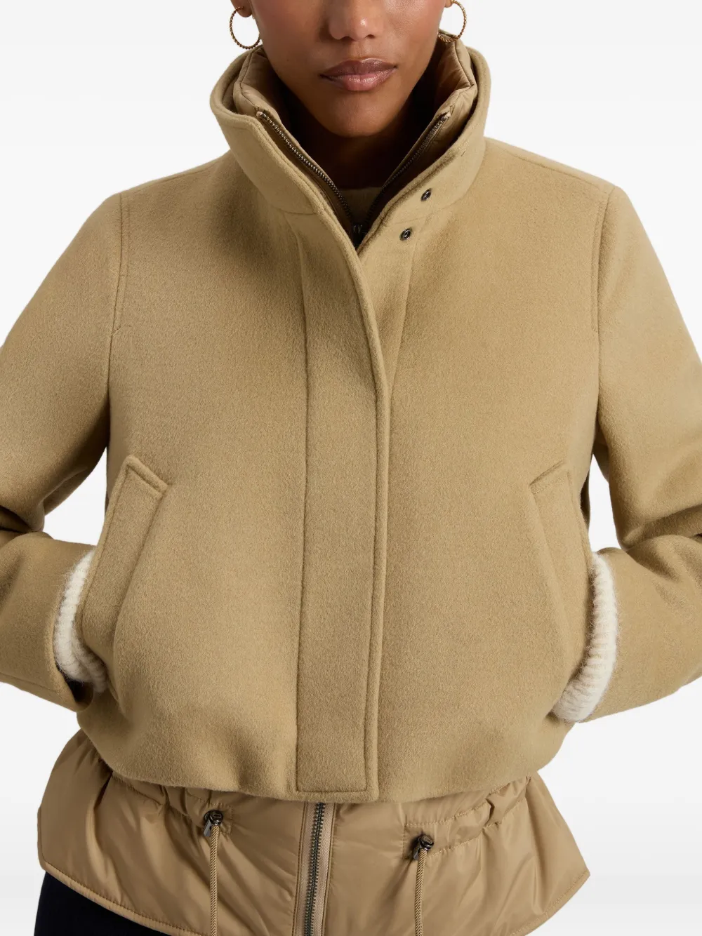 Woolrich Panelled High-neck Jacket In Brown