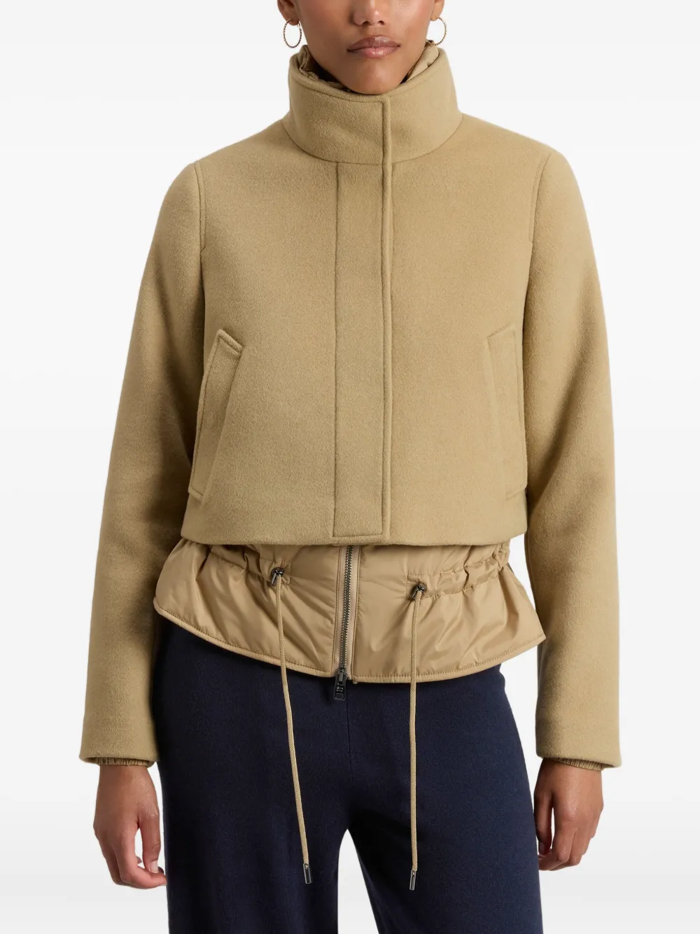 Woolrich Panelled High-neck Jacket In Brown