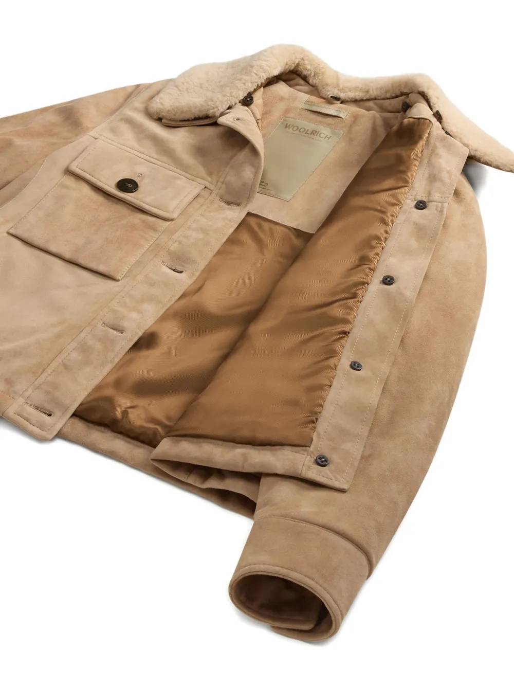 Woolrich Suède jack met lammy kraag Beige