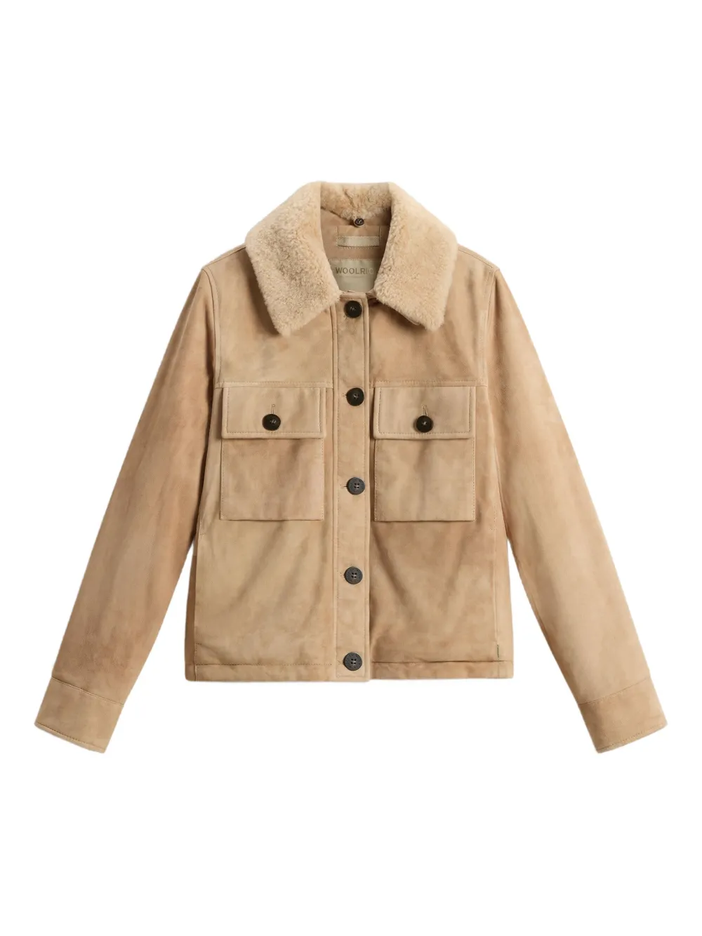 Woolrich suede shearling-collar jacket | Neutrals | Image 1