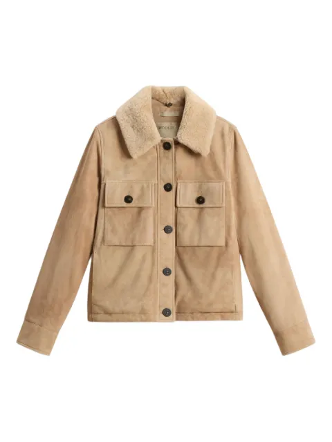 Woolrich suede shearling-collar jacket