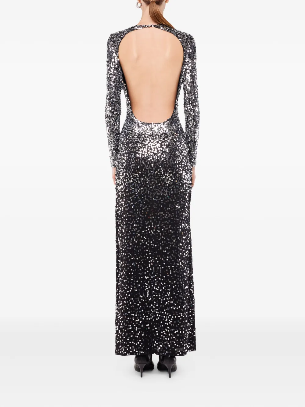 Rabanne Sequin Ombre-effect Long Dress In Silver
