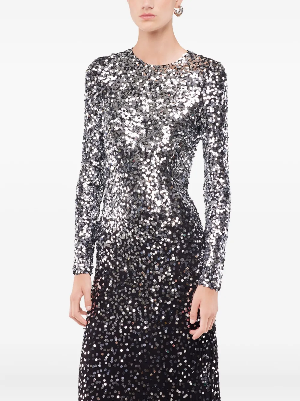 Rabanne Sequin Ombre-effect Long Dress In Silver