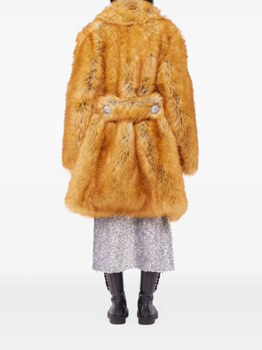 Rabanne Embellished-lapel Fur Coat In Yellow