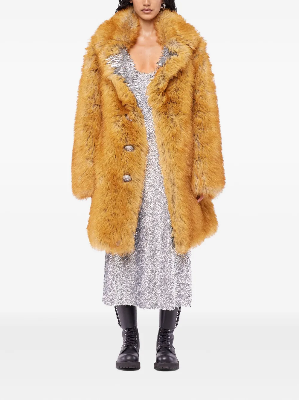 Rabanne embellished-lapel fur coat | Faux Fur & Shearling Coats | Image 2