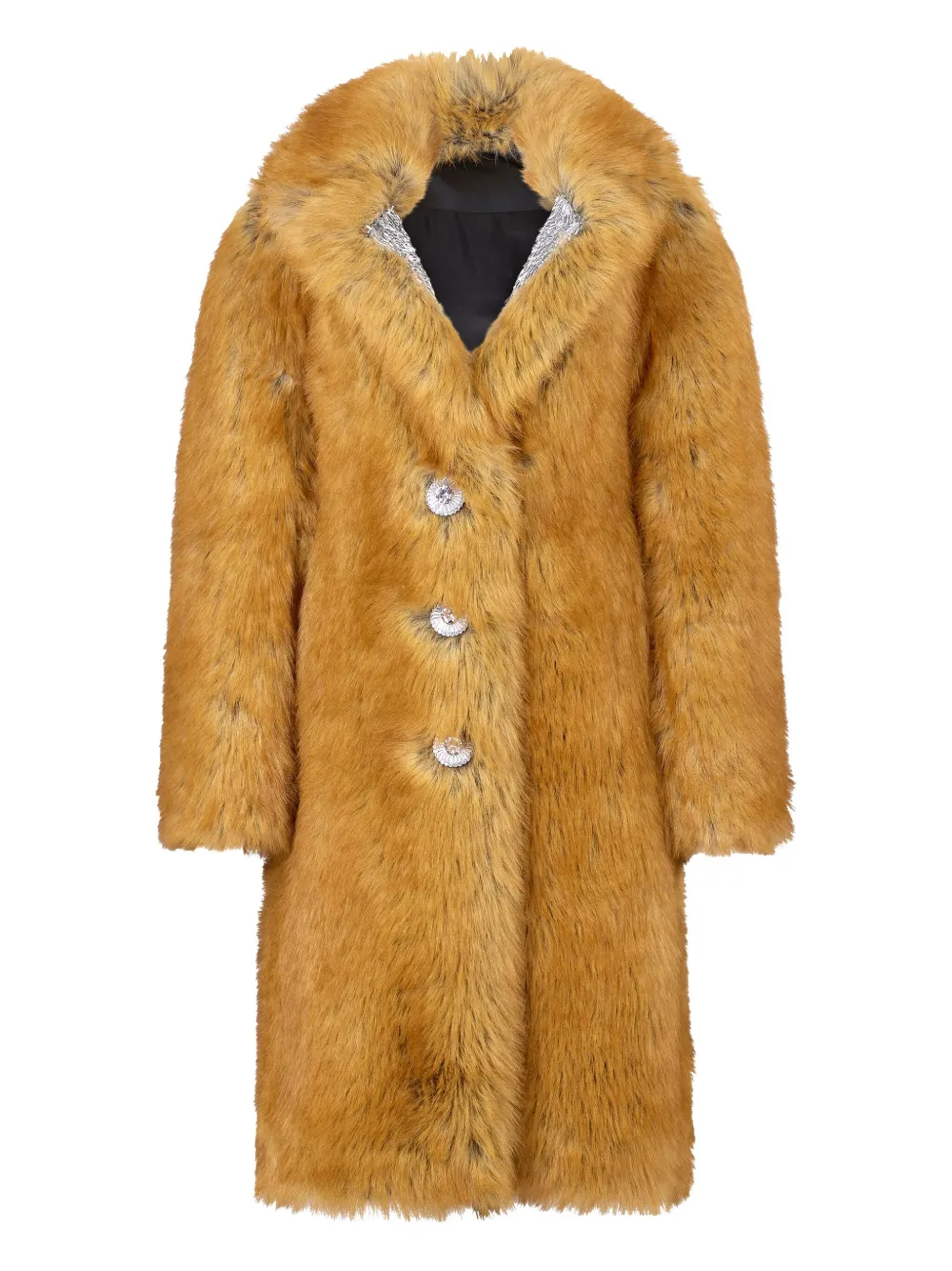 Rabanne embellished-lapel fur coat | Yellow | Image 1