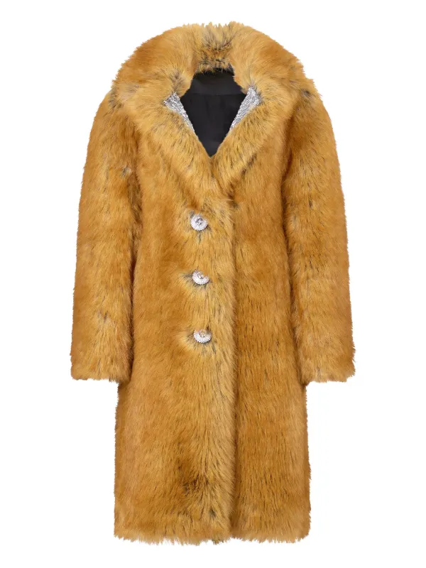 Rabanne デコラティブラペル ファーコート | イエロー | FARFETCH JP
