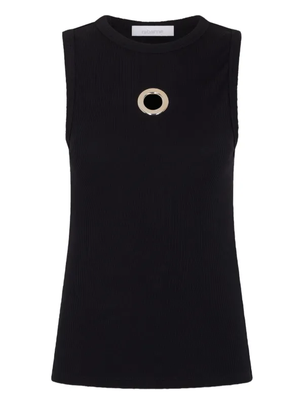 Rabanne Eyelet-detail Ribbed Tank Top in Black