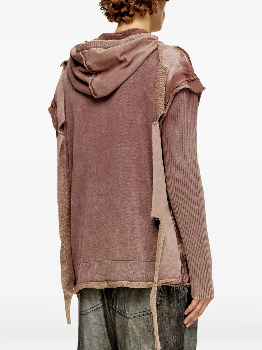 Diesel K-Pelto frayed zip-up hoodie Rood