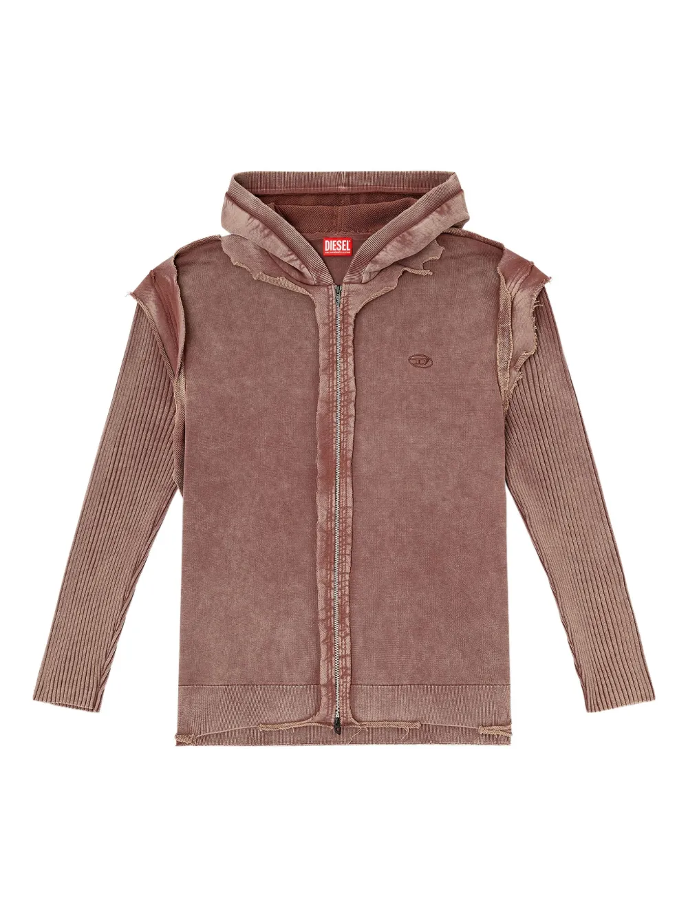 Diesel K-Pelto frayed zip-up hoodie Rood