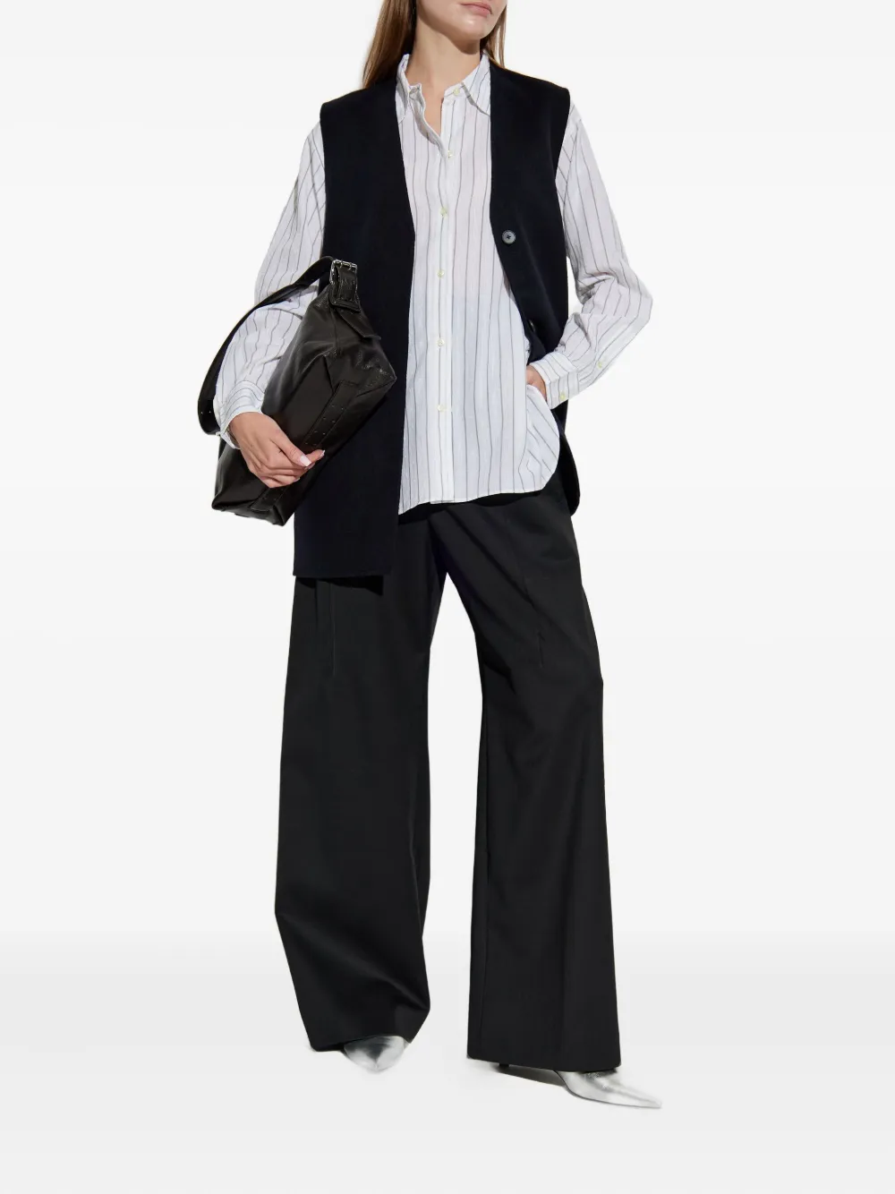 Officine Generale pinstripe cotton shirt - Wit