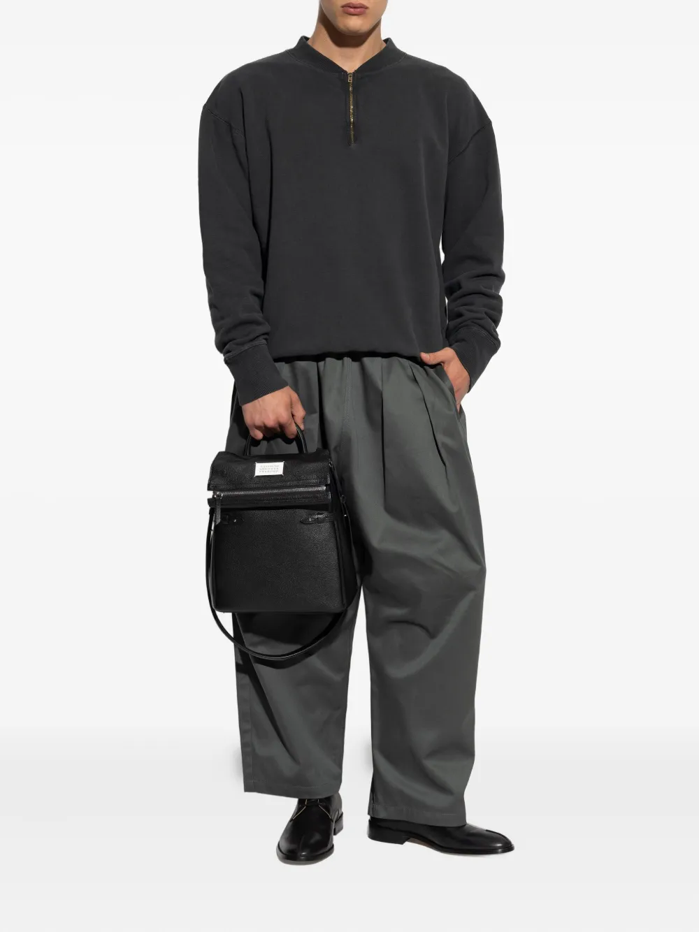 Maison Margiela half-zip cotton sweatshirt Grijs