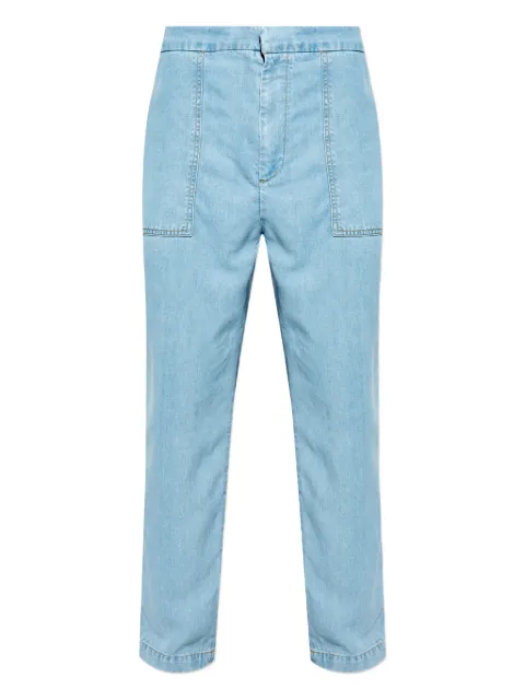 Officine Generale topstitching-detail patch-pocket trousers