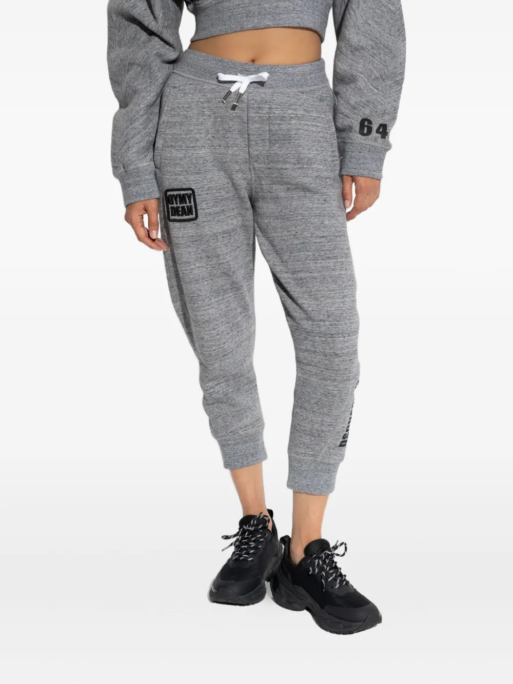 Dsquared2 Gym Dean Drawstring Logo Tack Pants In Gray