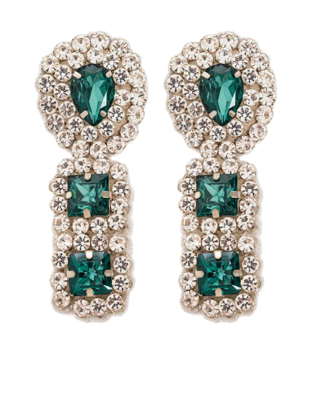 Moschino Crystal-embellished Earrings In Silver