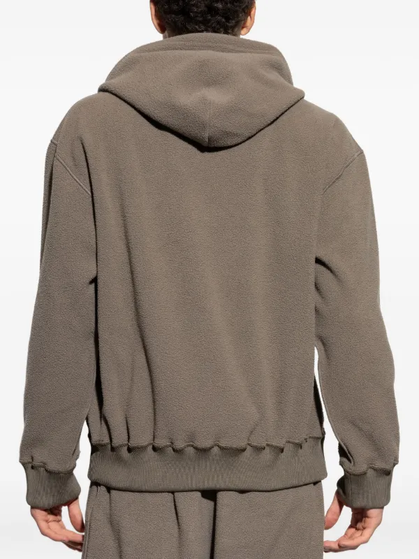 MM6 Maison Margiela numbers-embroidered Fleece Hoodie | Brown