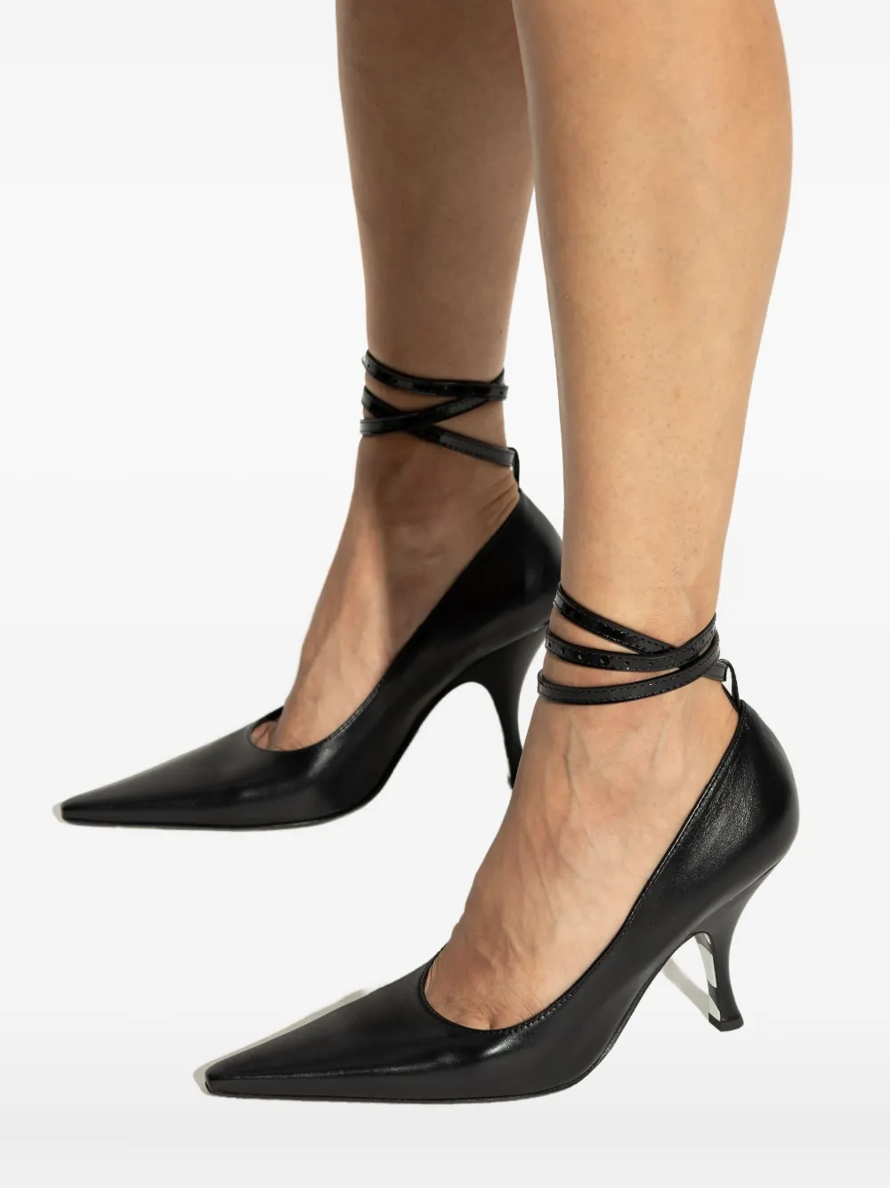 Moschino pointed-toe ankle-tie pumps Black