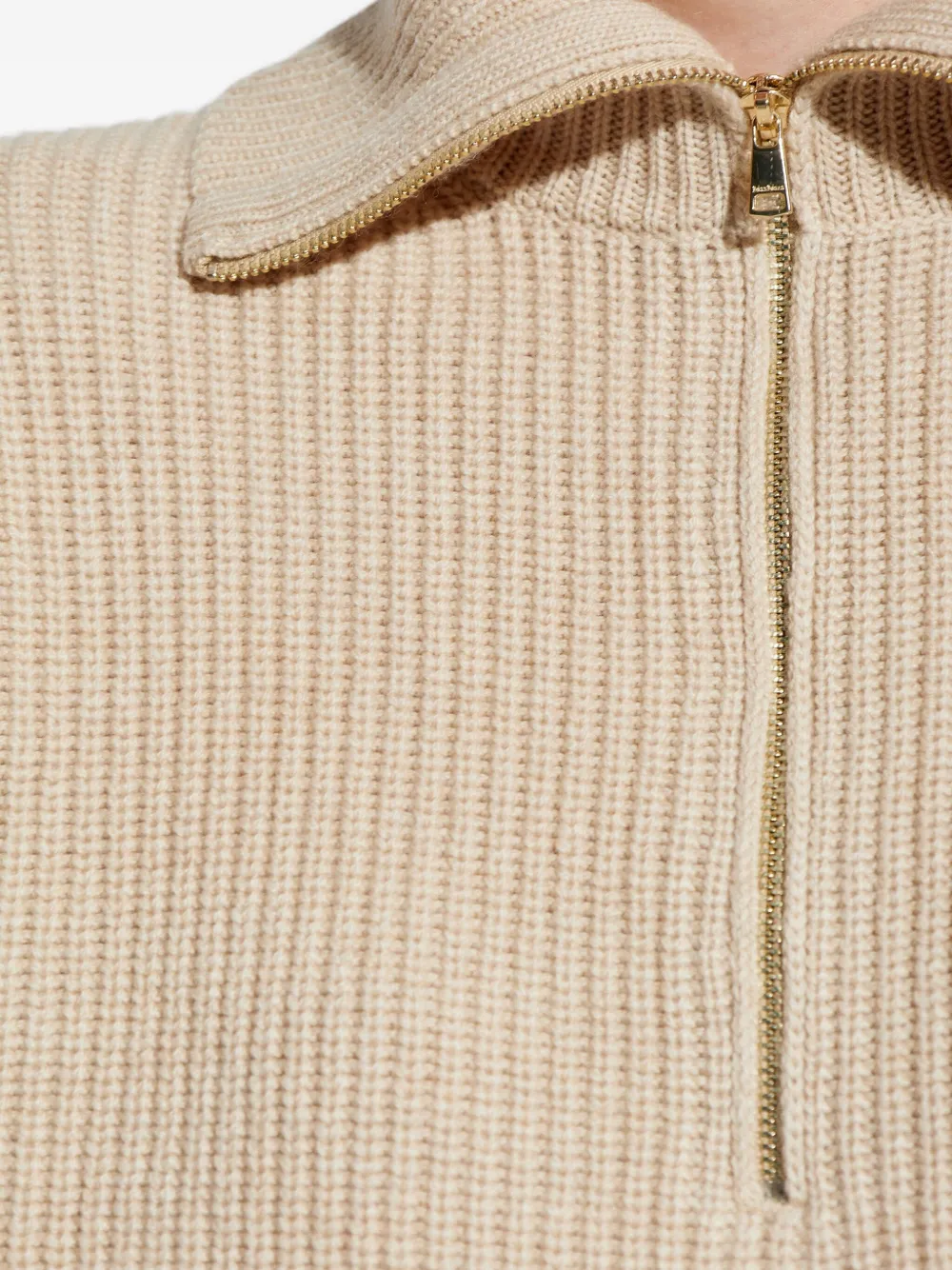 Max Mara Geribbelde trui met ritshals Beige