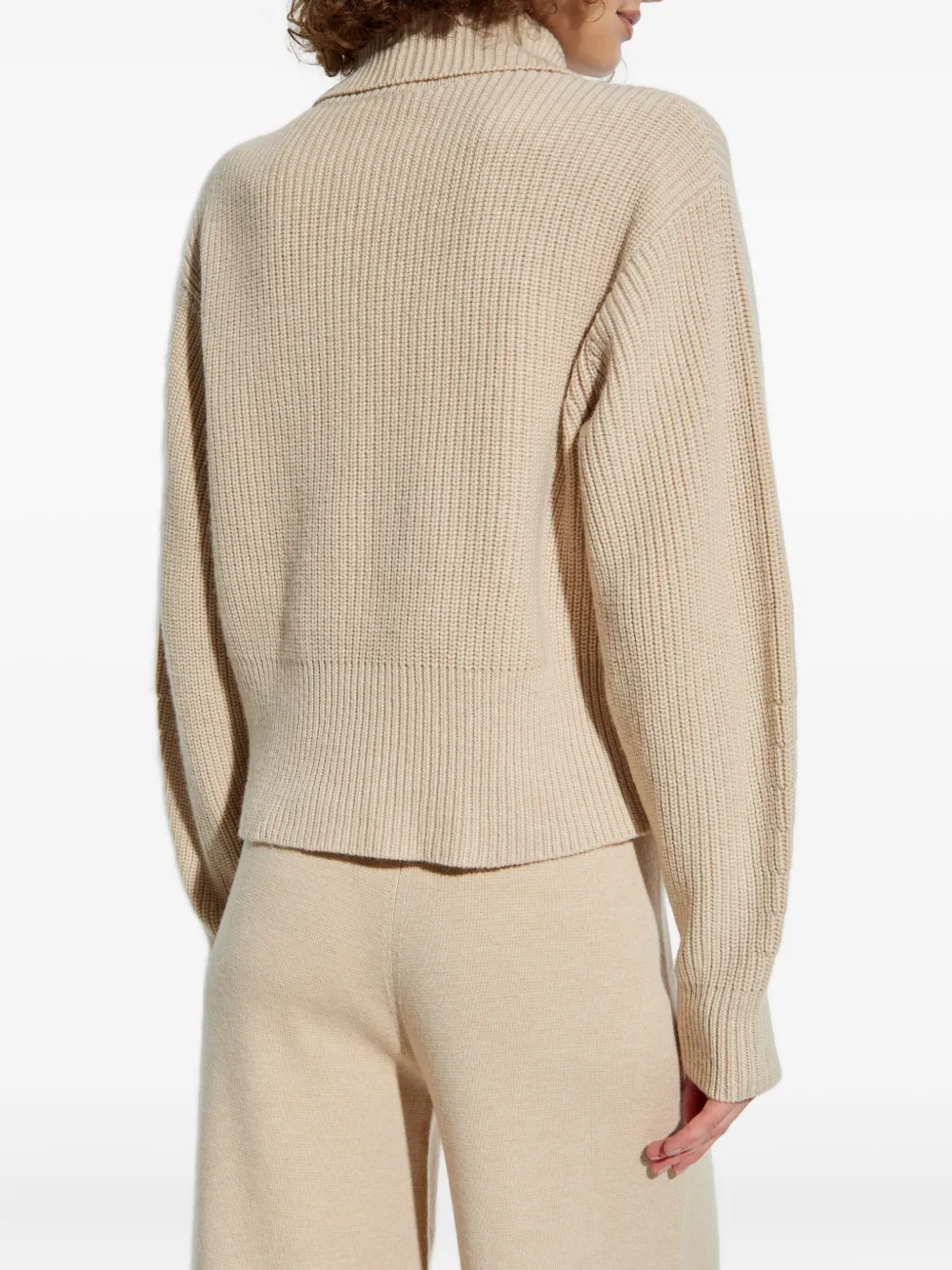 Max Mara Geribbelde trui met ritshals Beige
