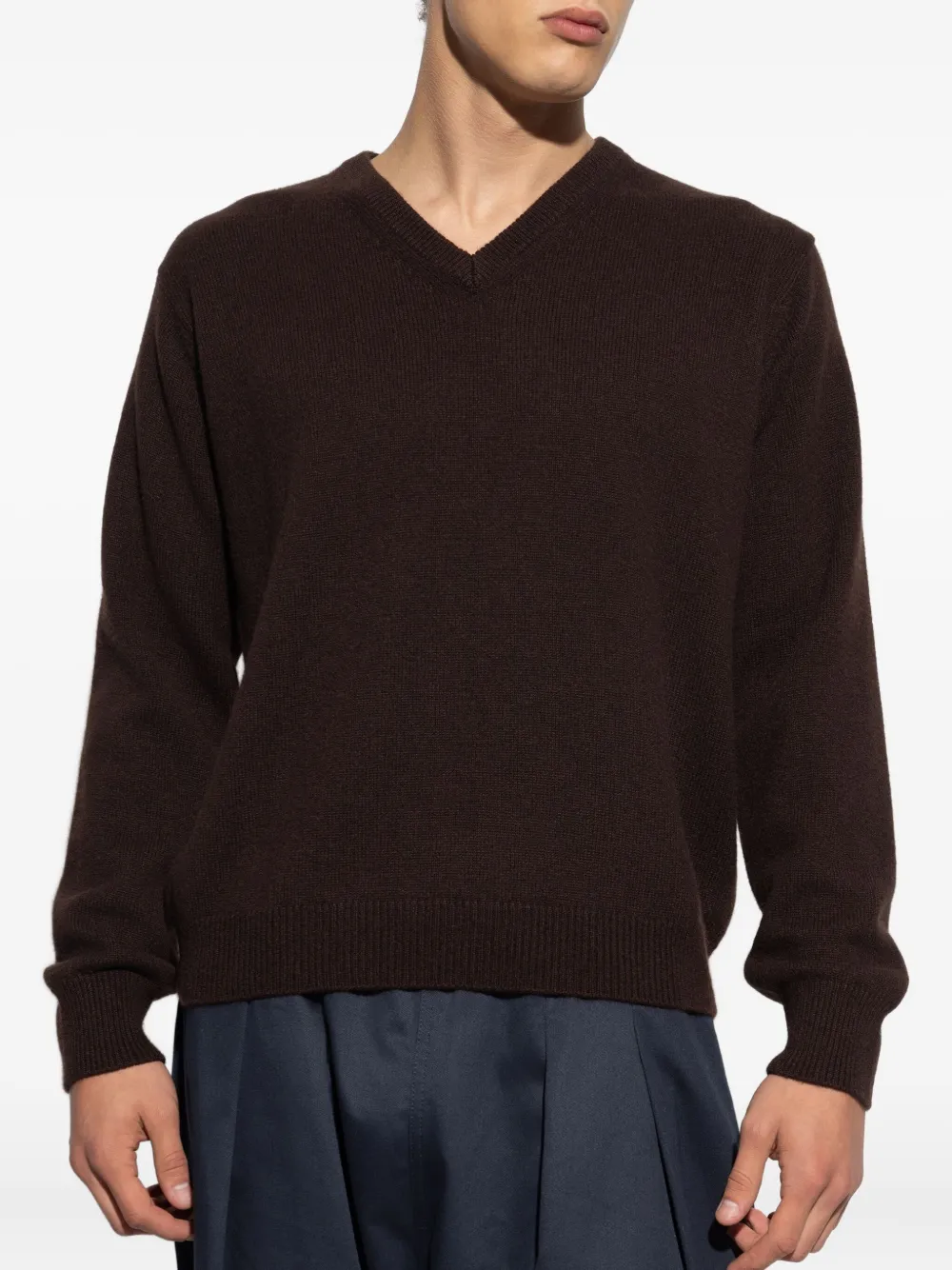 Maison Margiela V-neck cashmere sweater Bruin