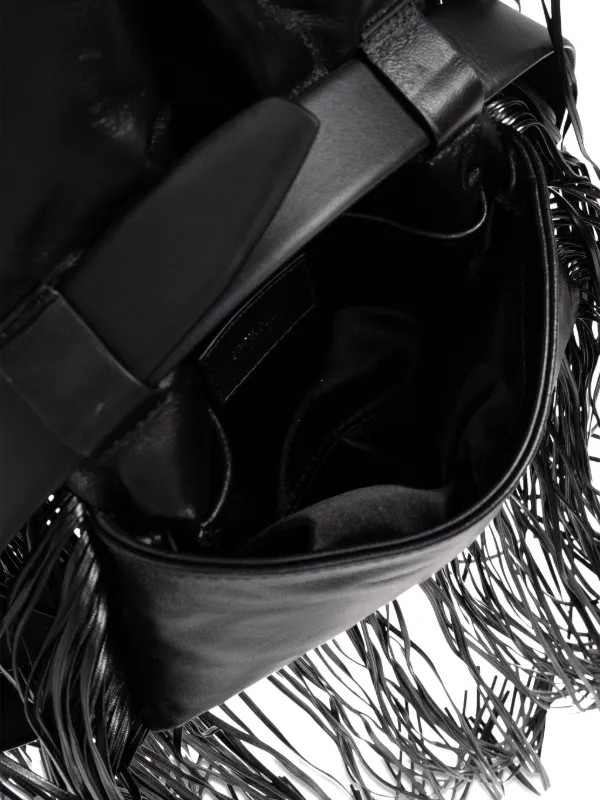 Sportmax Fringed Leather Shoulder Bag | Black | FARFETCH